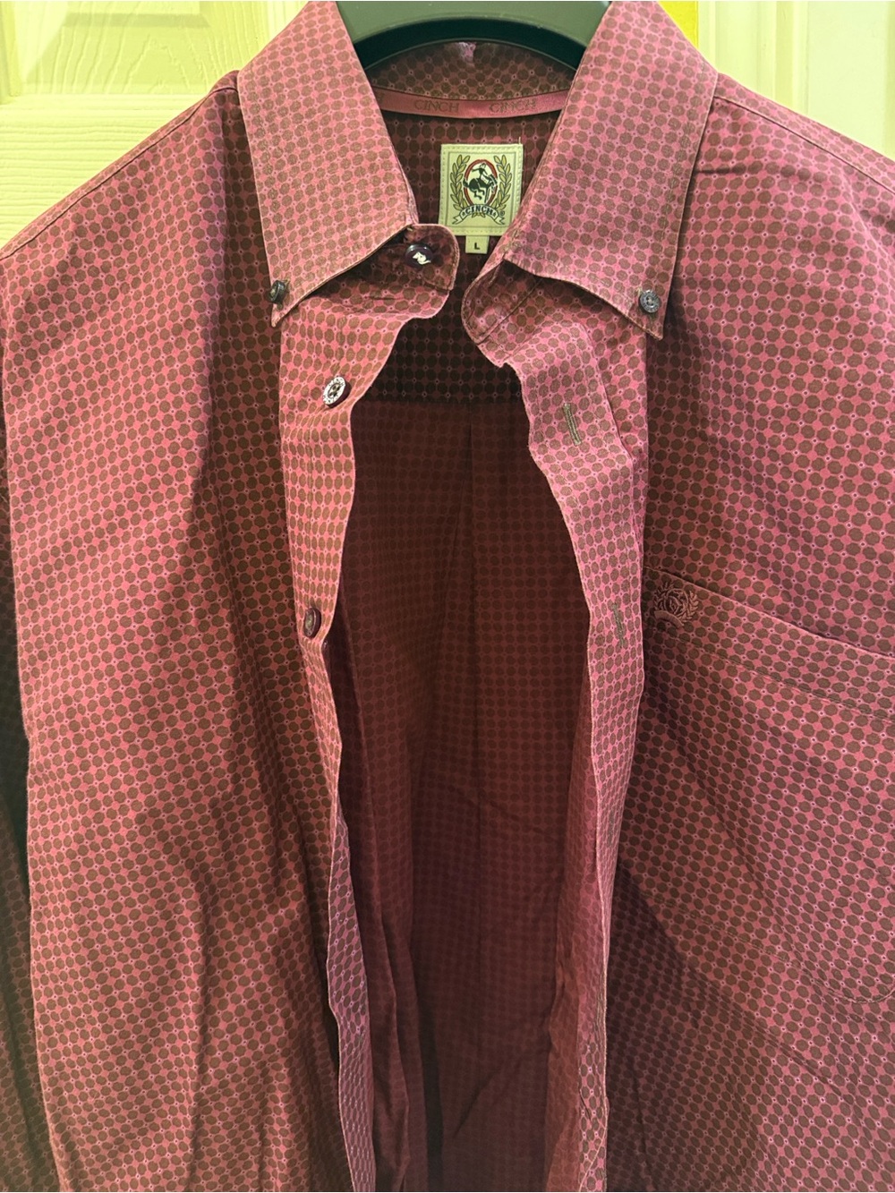Cinch Men's Burgundy Geo-Print Button-Down Shirt
